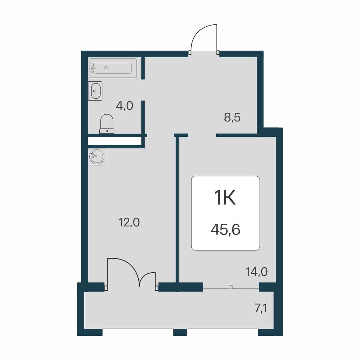1-к, 45.6 м² · Расцветай в Массандре