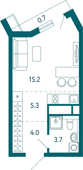 1-комн. квартира 28,9 м² в ЖК «Дом у моря», Мариуполь