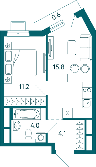 1-комн. квартира 35,7 м² в ЖК «Дом у моря», Мариуполь