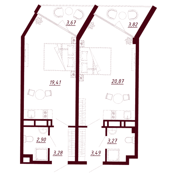 2-комн. апартаменты 60,7 м² в ЖК «Аквамарин Премьер», Севастополь