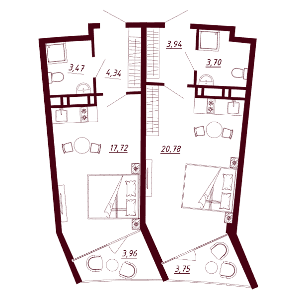 2-комн. апартаменты 61,7 м² в ЖК «Аквамарин Премьер», Севастополь