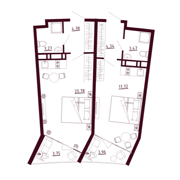 2-комн. апартаменты 61,7 м² в ЖК «Аквамарин Премьер», Севастополь