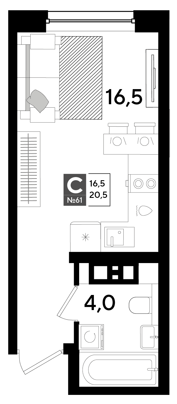 Студия, 20.5 м² · DОГМА ПАРК