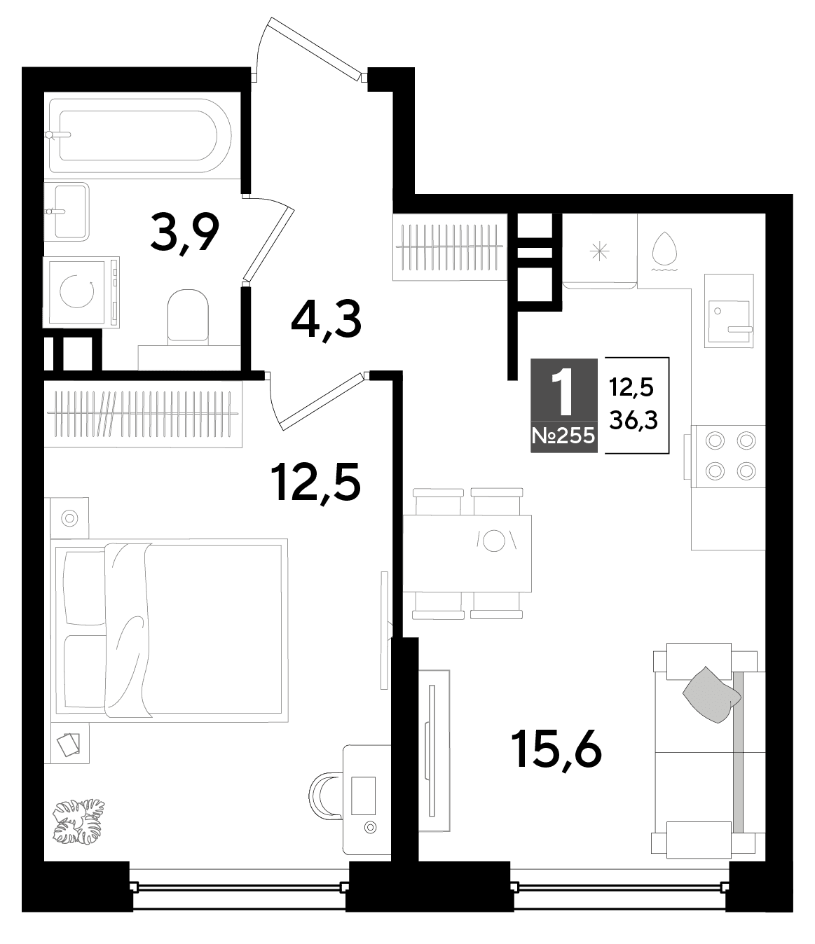 1-к, 36.3 м² · DОГМА ПАРК