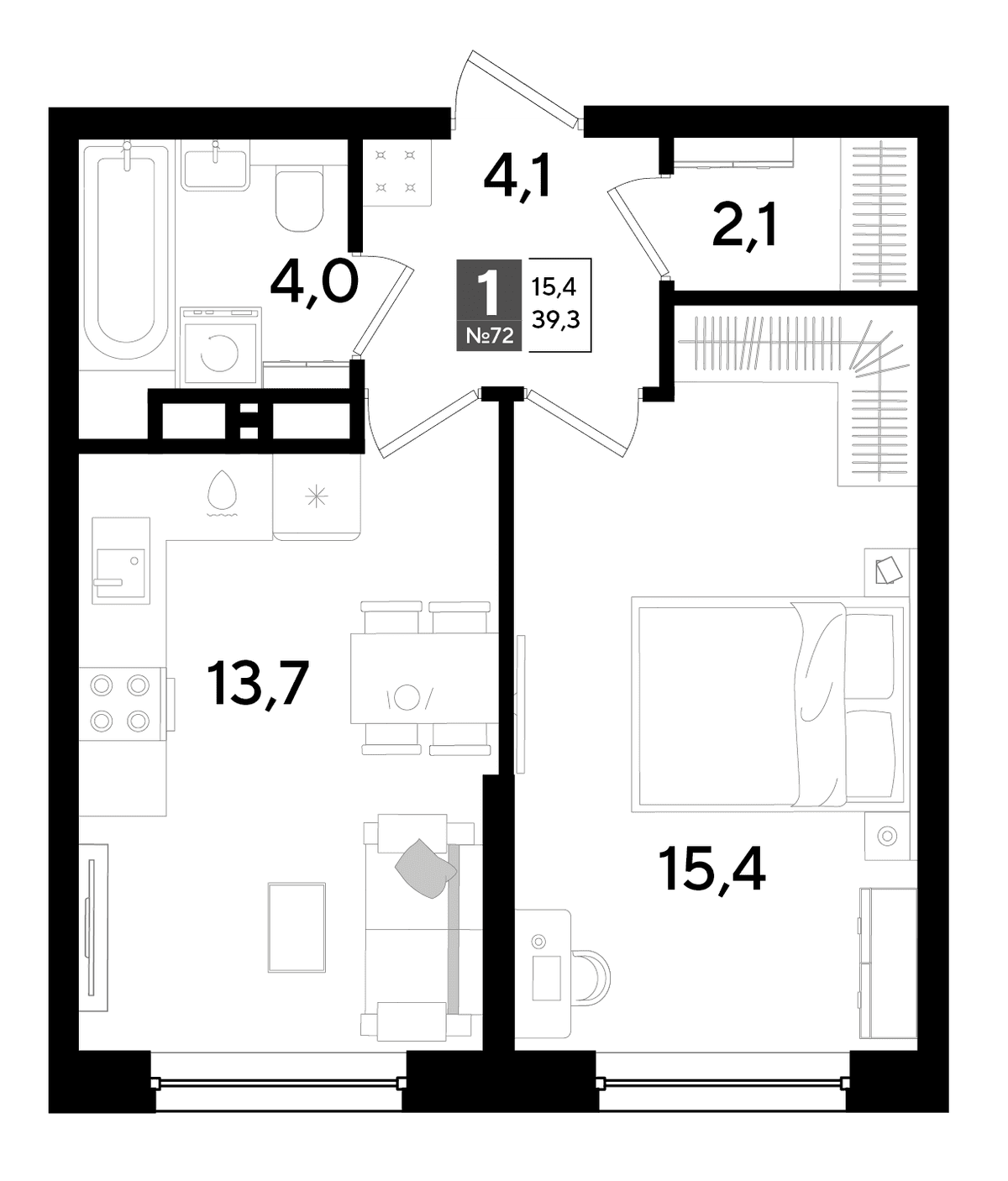 1-к, 39.3 м² · DОГМА ПАРК