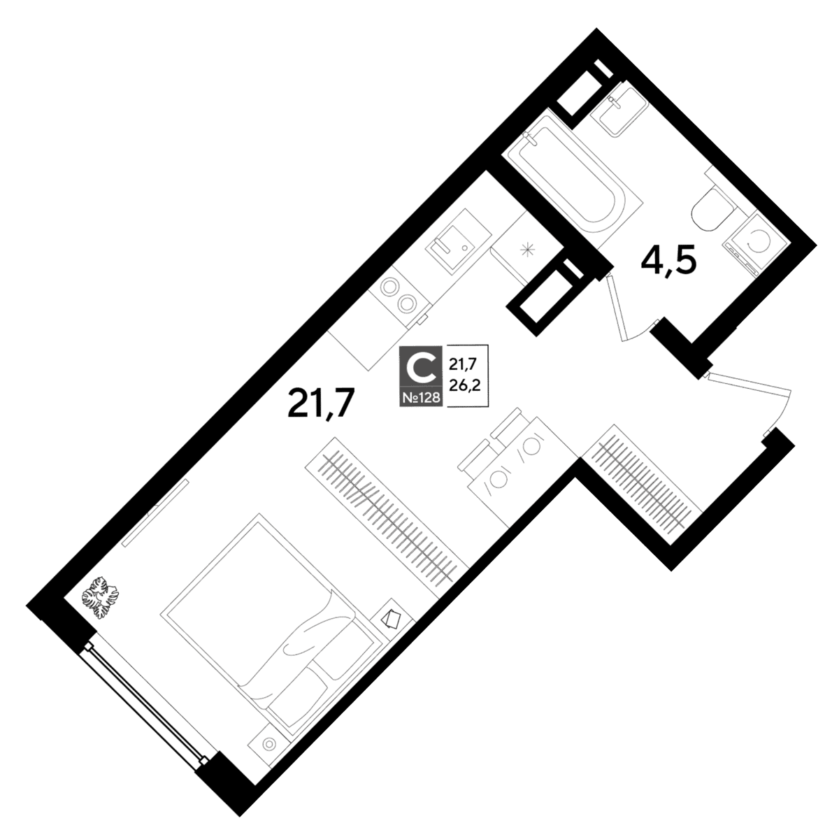 Студия, 26.2 м² · DОГМА ПАРК