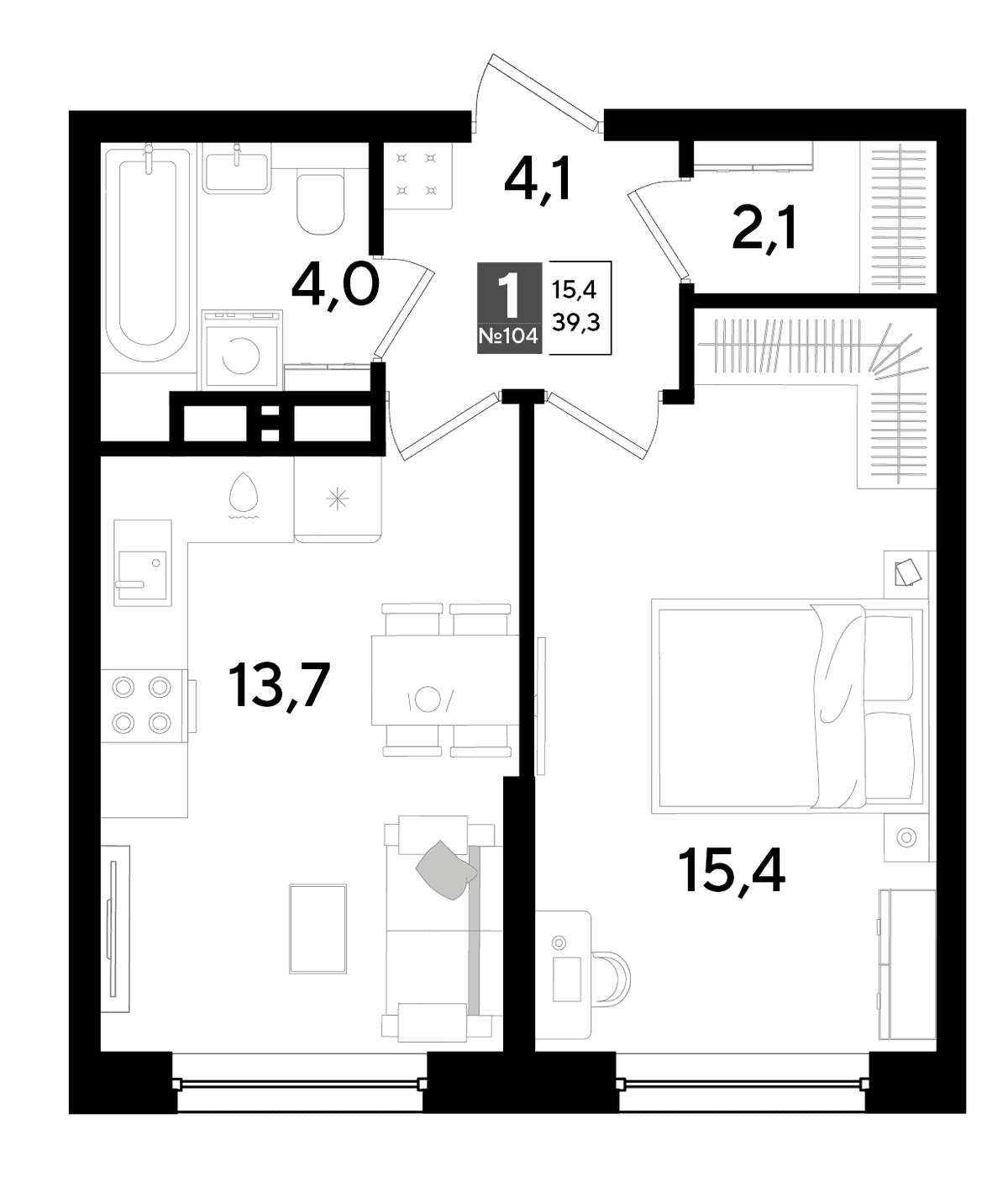 1-к, 39.3 м² · DОГМА ПАРК
