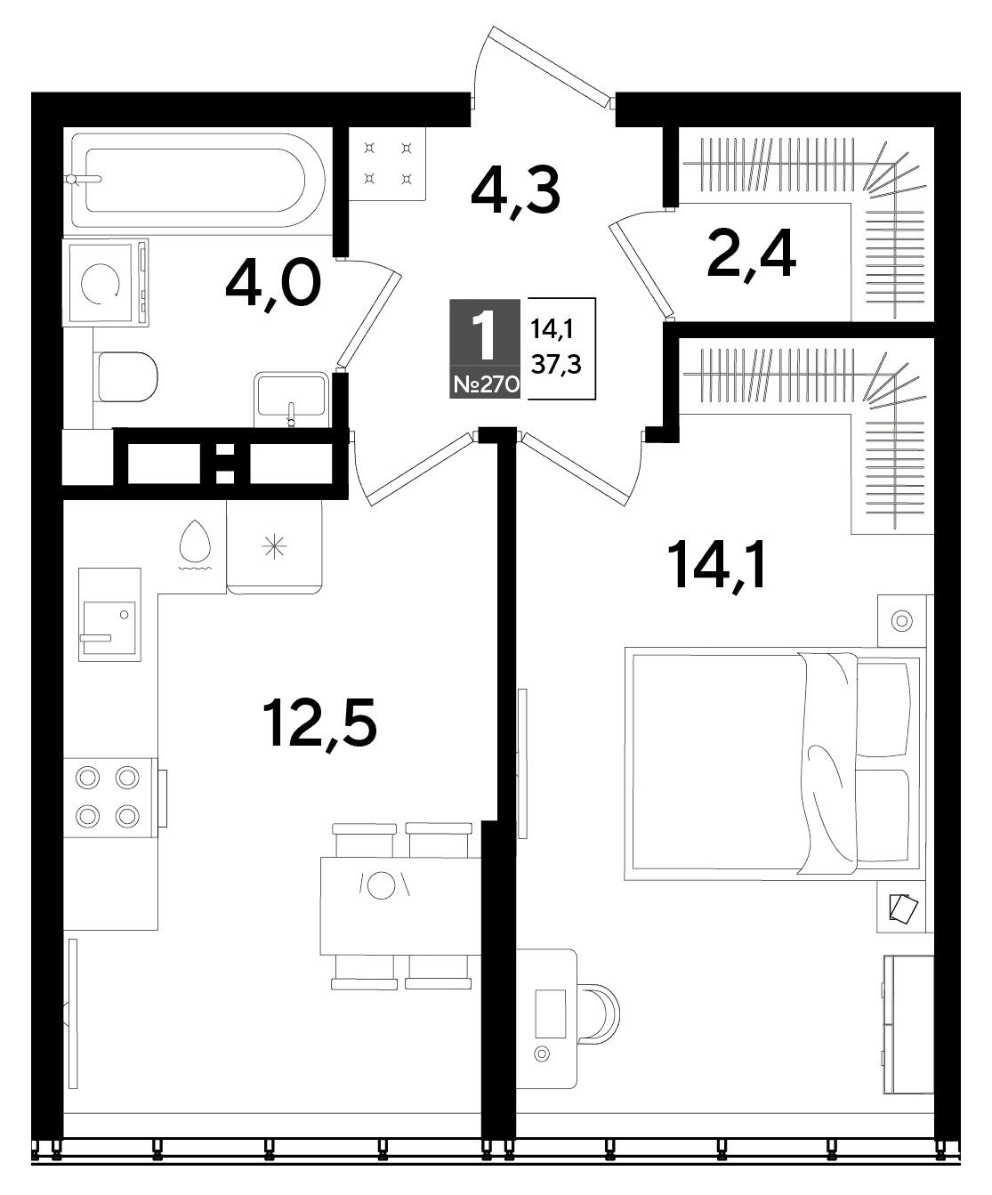 1-к, 37.3 м² · DОГМА ПАРК