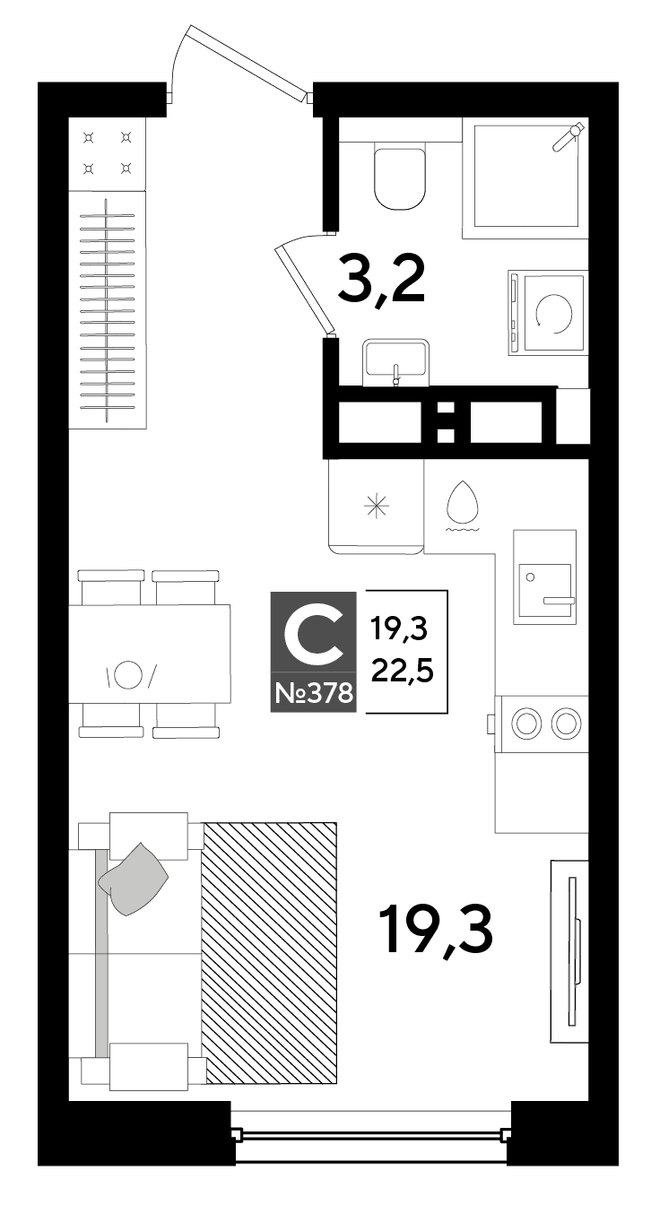 Студия, 22.5 м² · DОГМА ПАРК