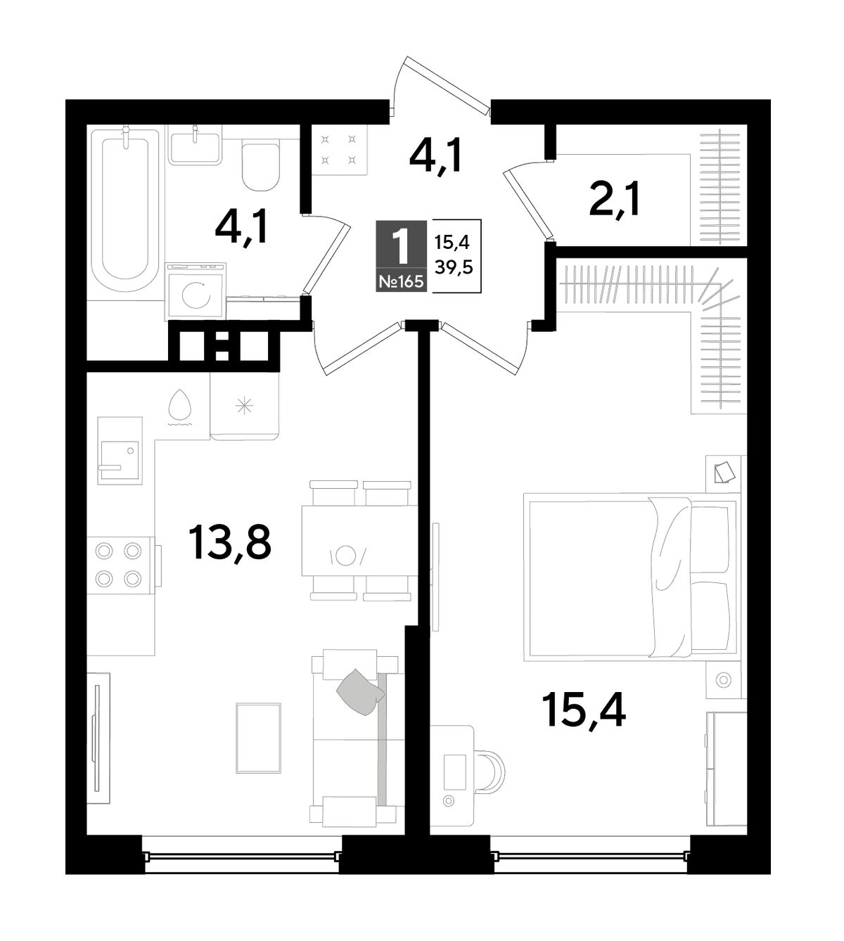 1-к, 39.5 м² · DОГМА ПАРК