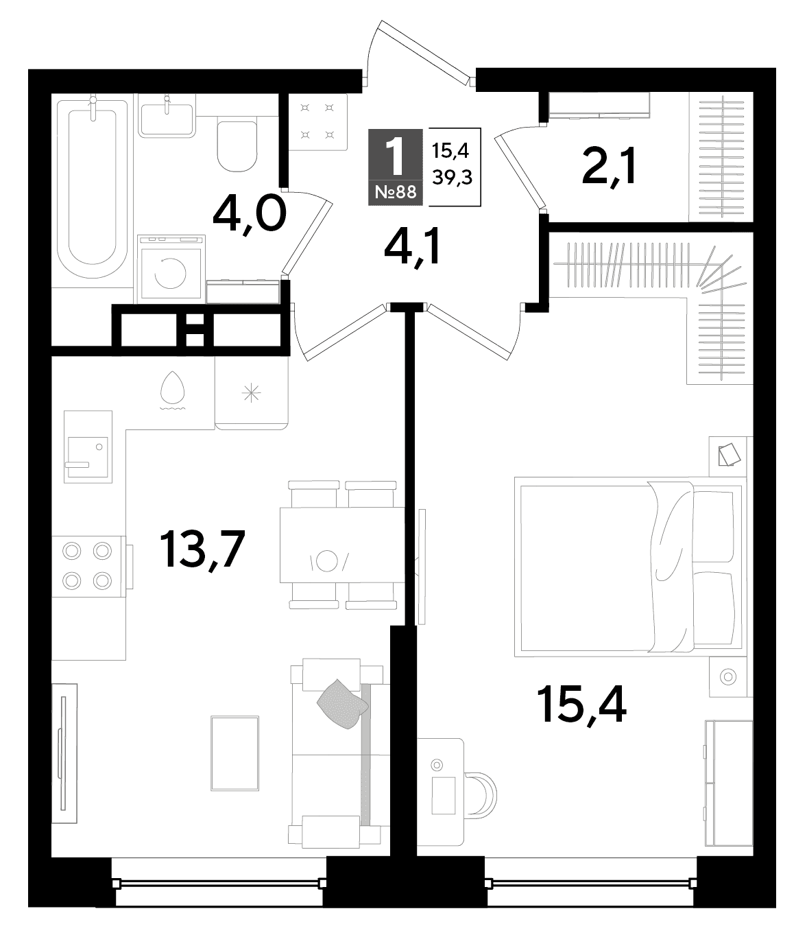 1-к, 39.3 м² · DОГМА ПАРК