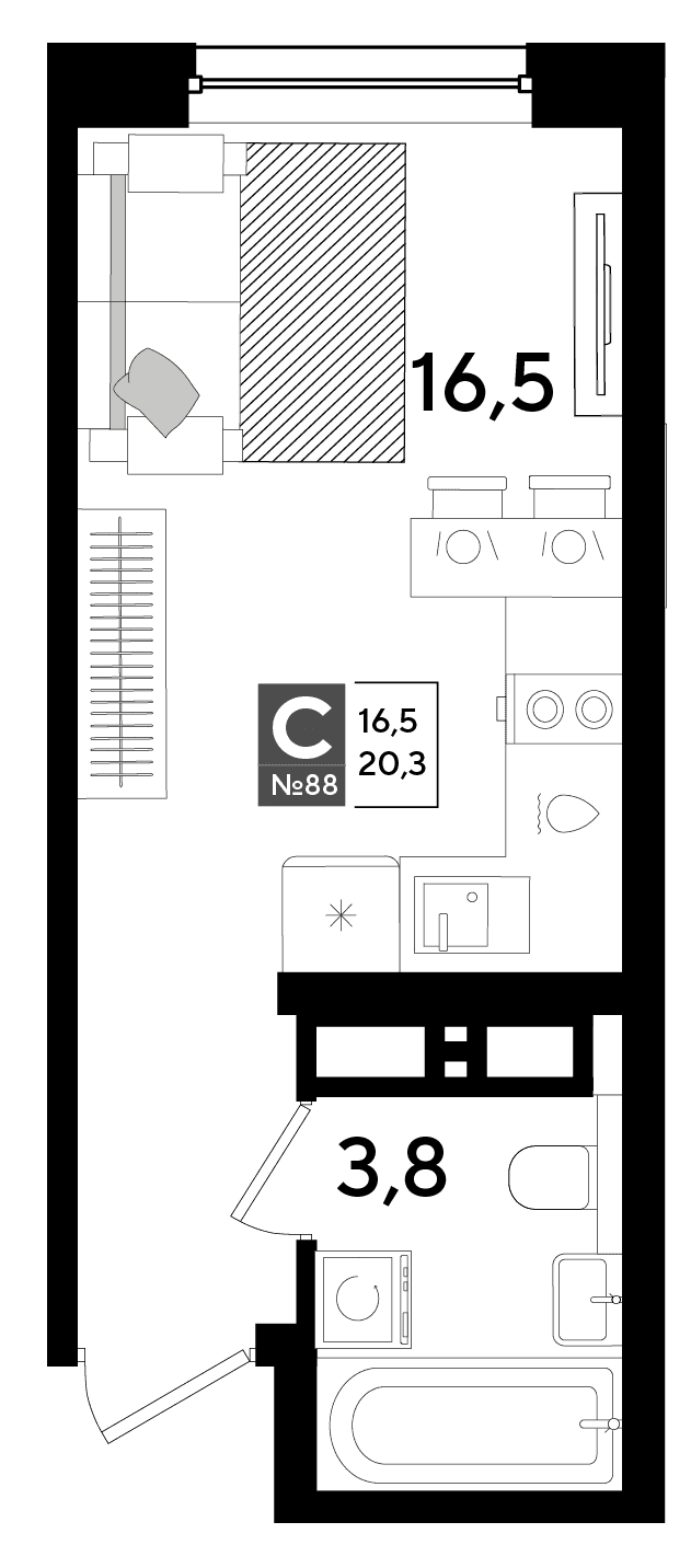 Студия, 20.3 м² · DОГМА ПАРК