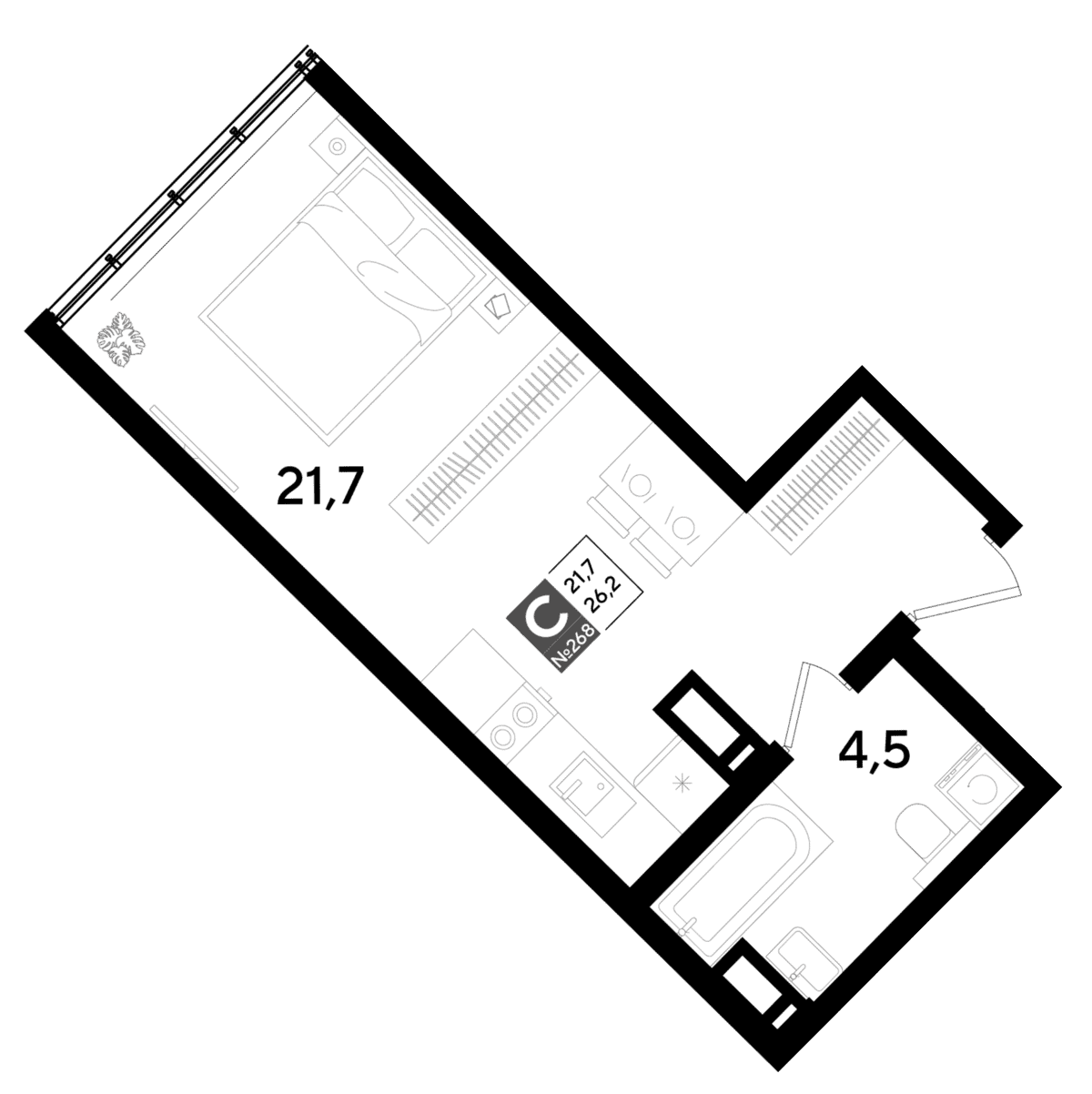 Студия, 26.2 м² · DОГМА ПАРК