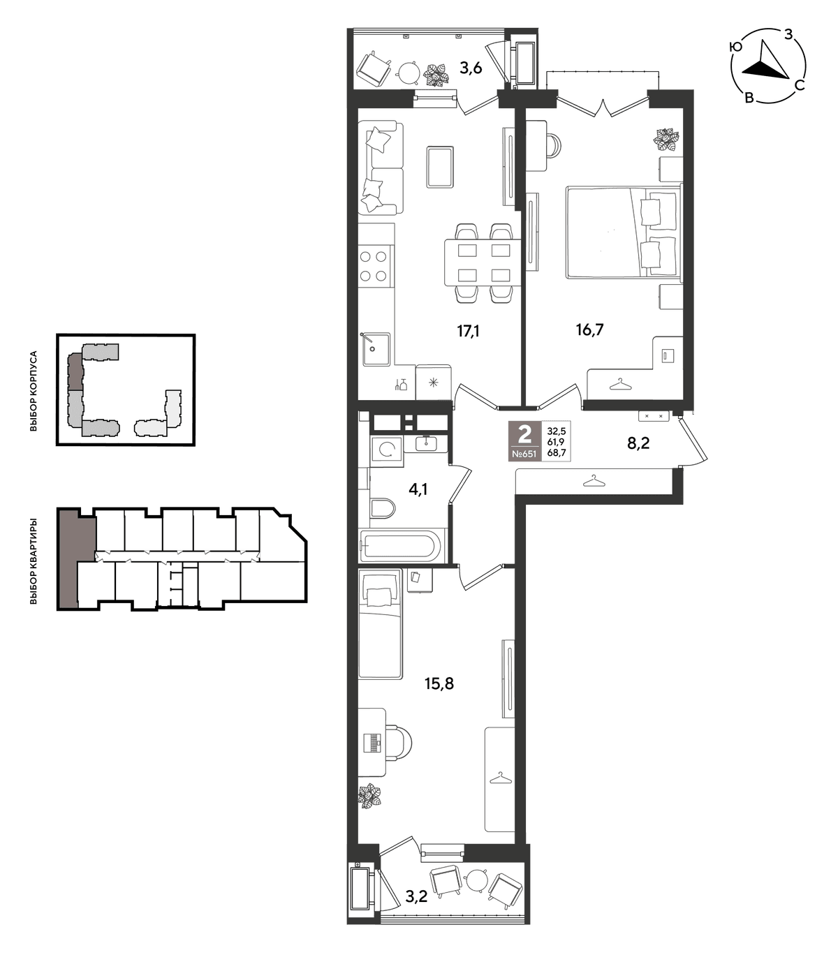 2-к, 68.7 м² · Рекорд 2
