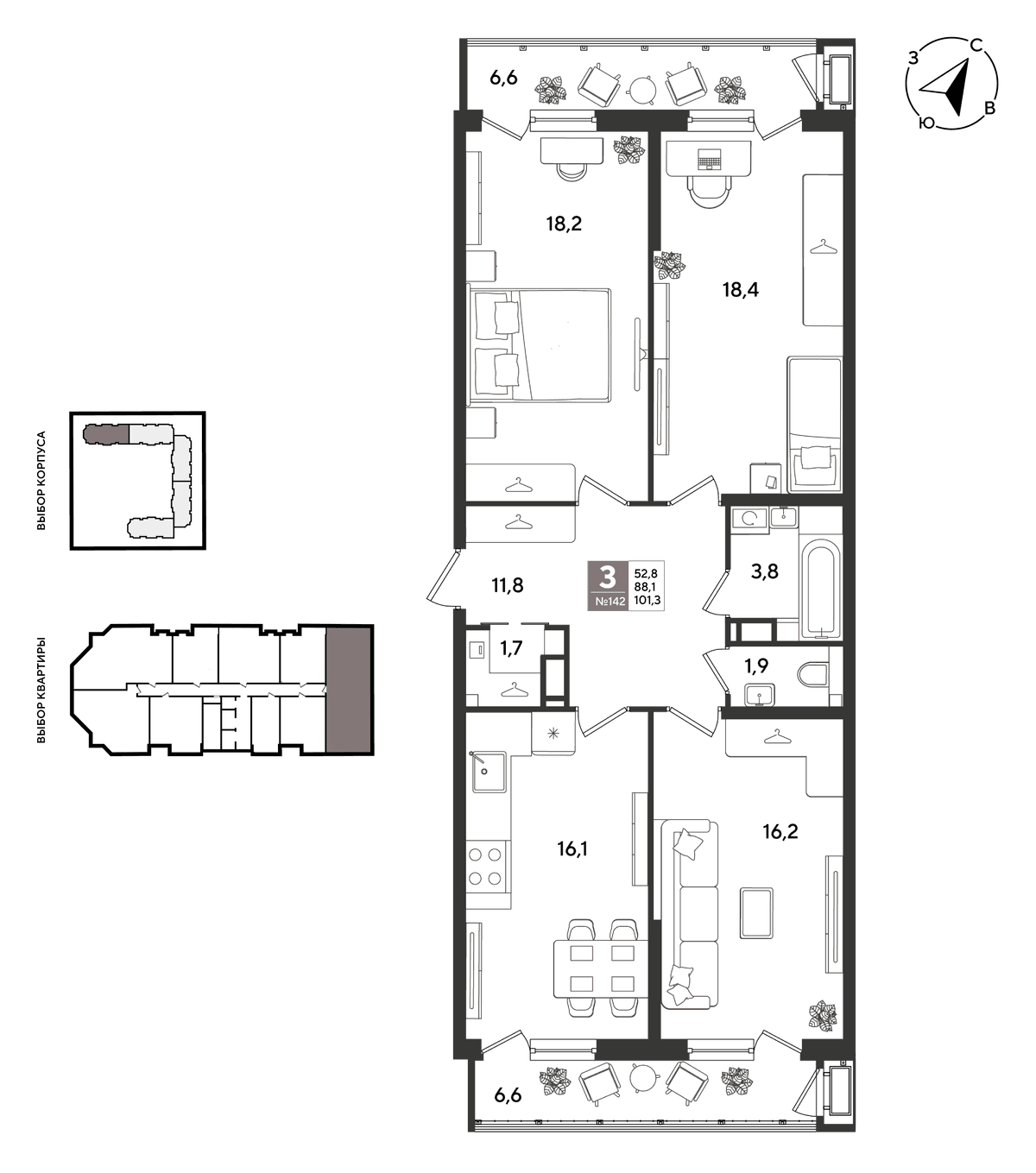 3-к, 100.1 м² · Рекорд 2
