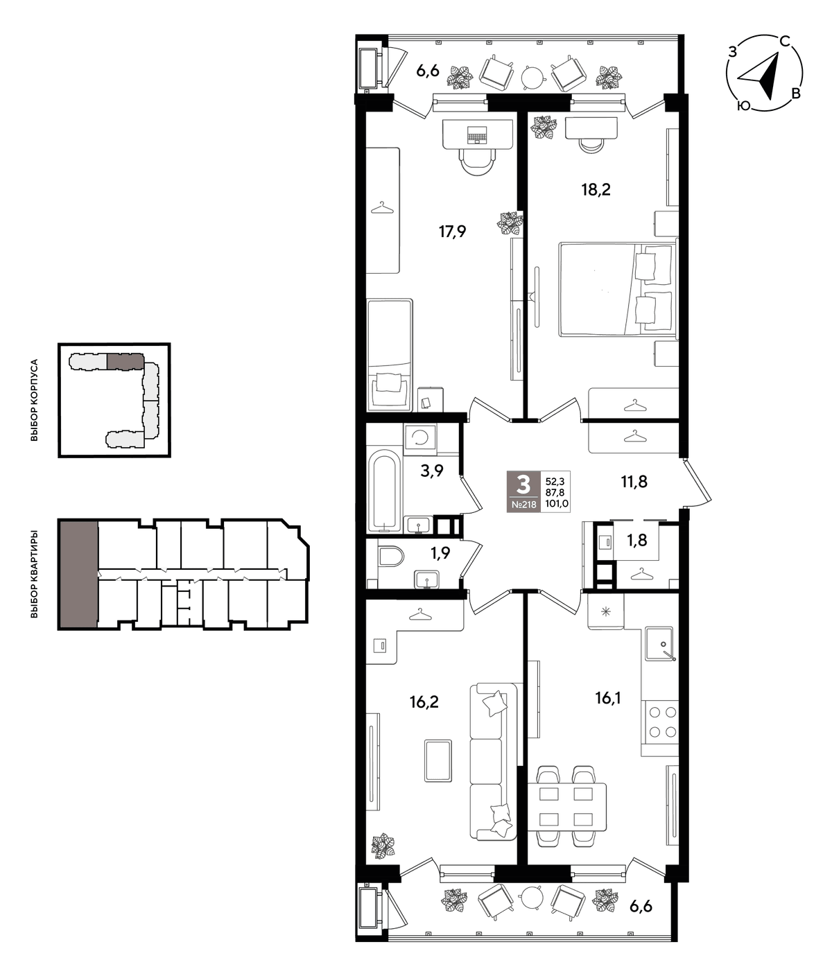 3-к, 100.3 м² · Рекорд 2
