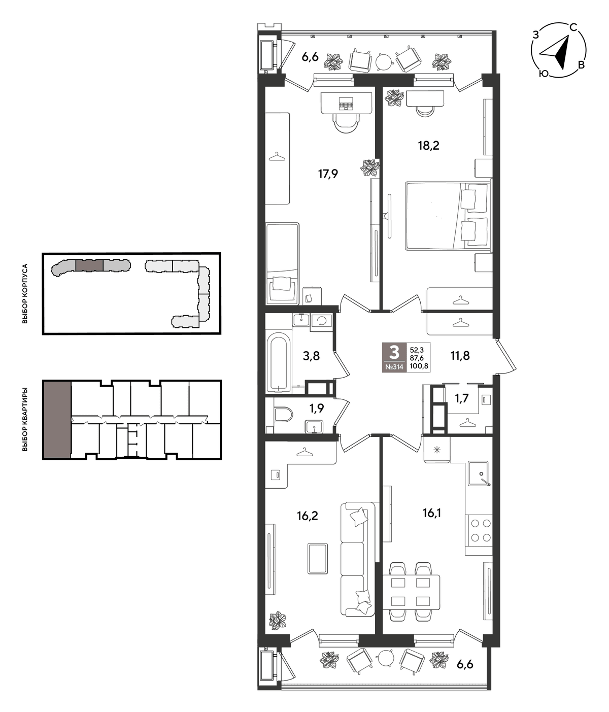3-к, 100.2 м² · Рекорд 2