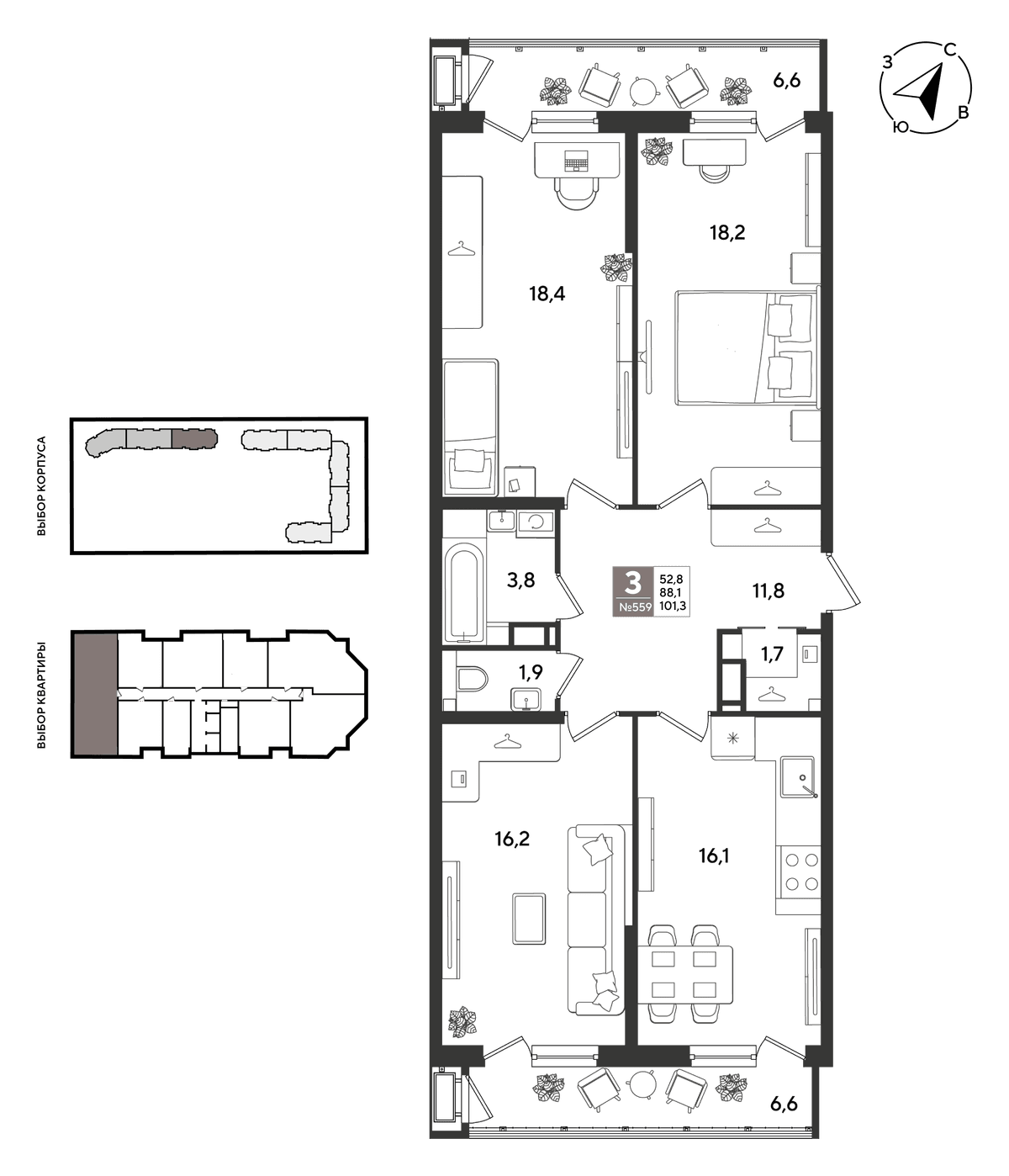 3-к, 100.1 м² · Рекорд 2