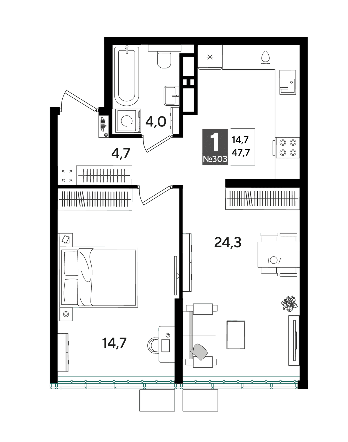1-к, 47.2 м² · DОГМА ПАРК