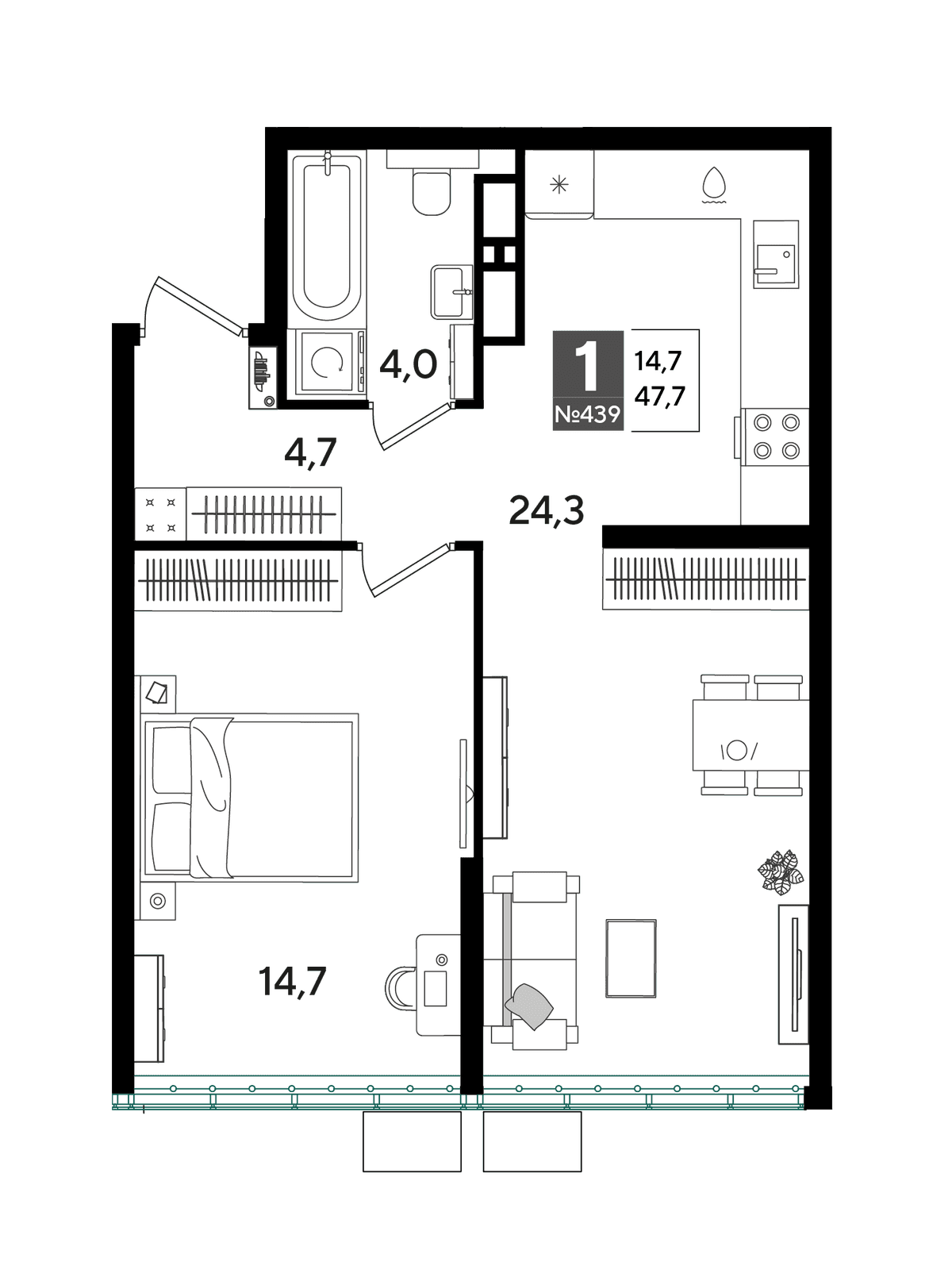 1-к, 47.2 м² · DОГМА ПАРК