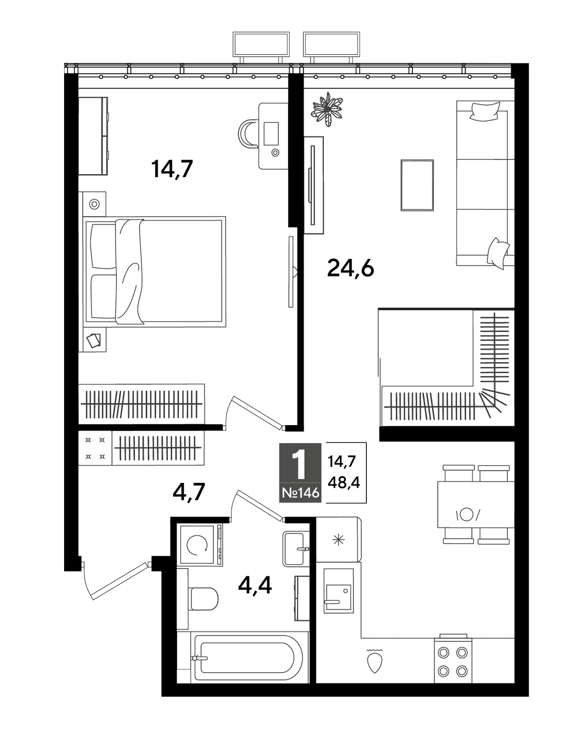 1-к, 48.4 м² · DОГМА ПАРК