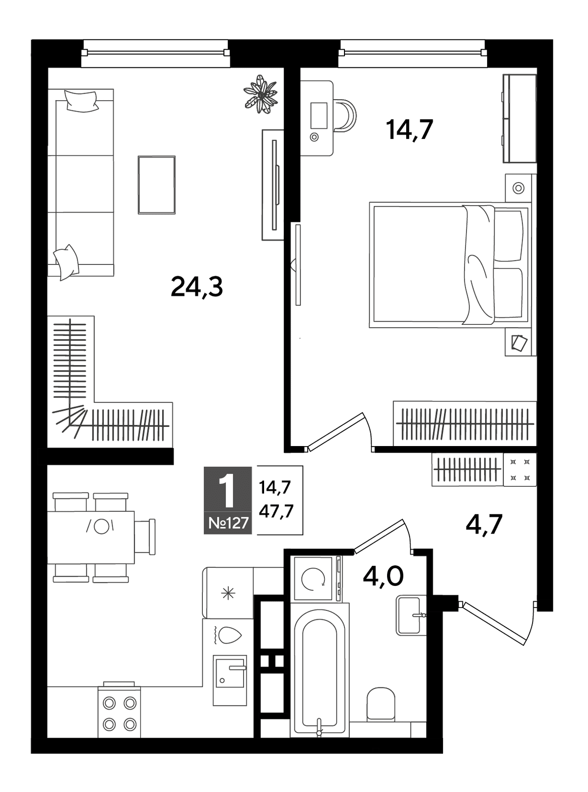 1-к, 47.2 м² · DОГМА ПАРК