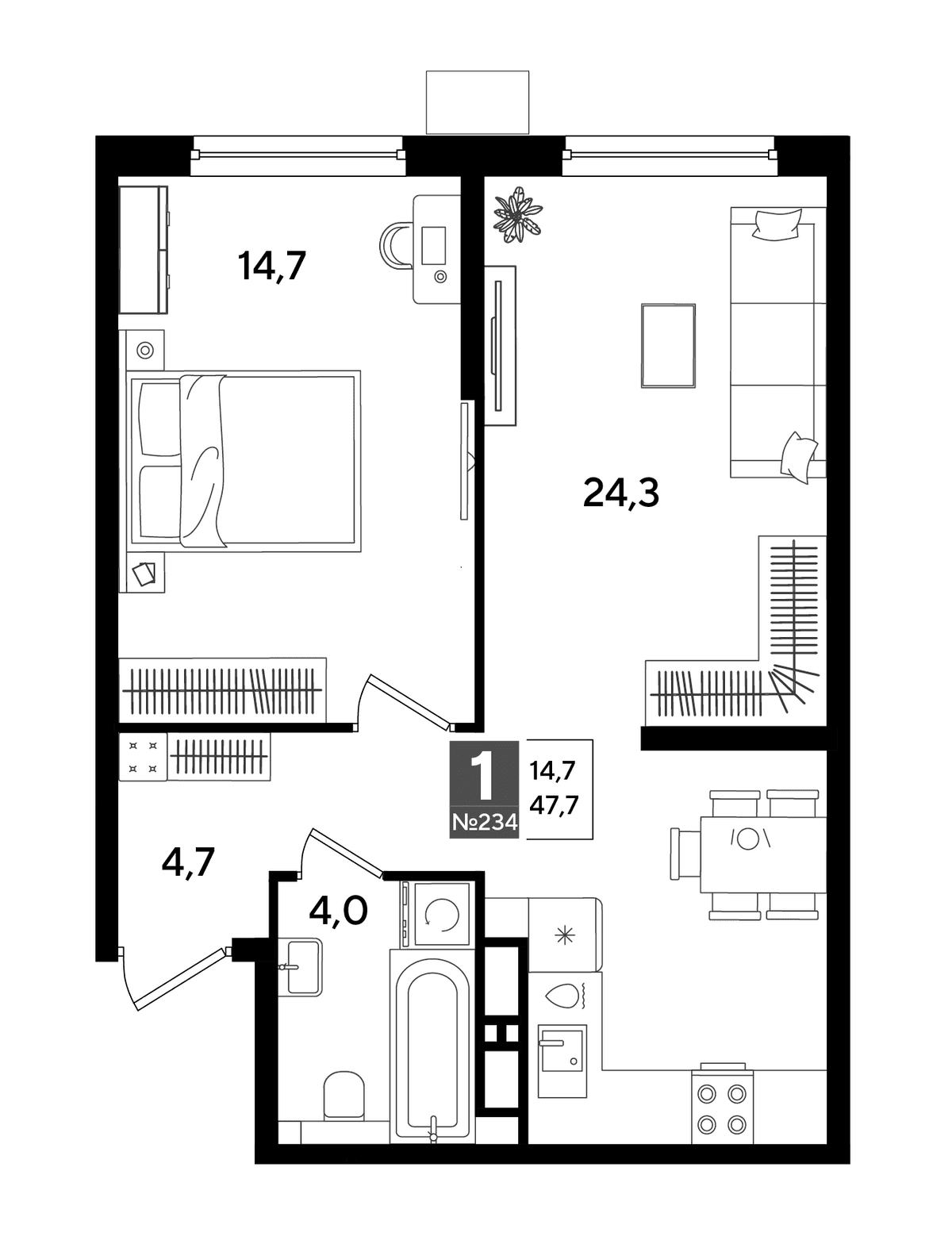 1-к, 47.3 м² · DОГМА ПАРК