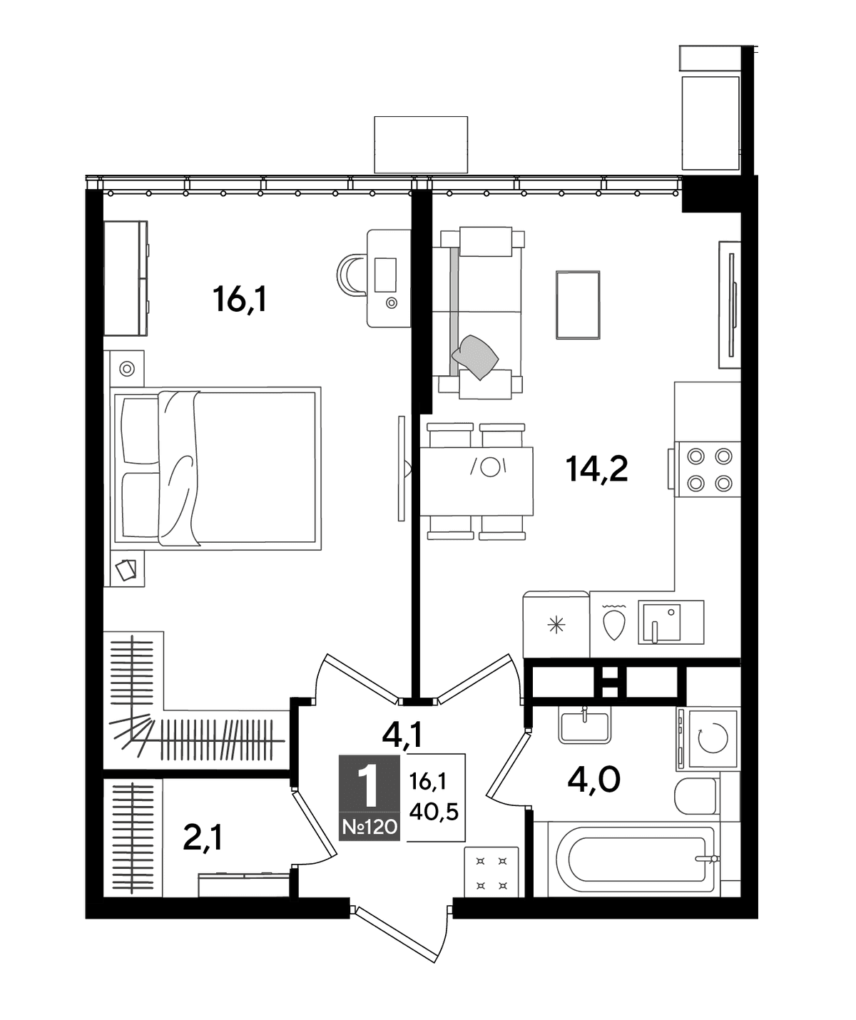1-к, 38.6 м² · DОГМА ПАРК