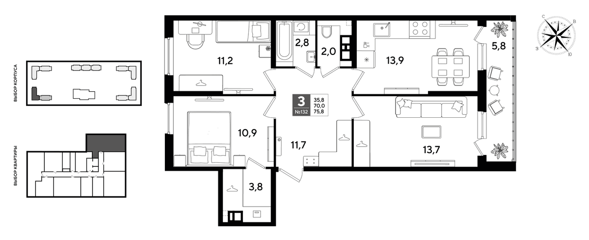 3-к, 75.8 м² · DОГМА ПАРК