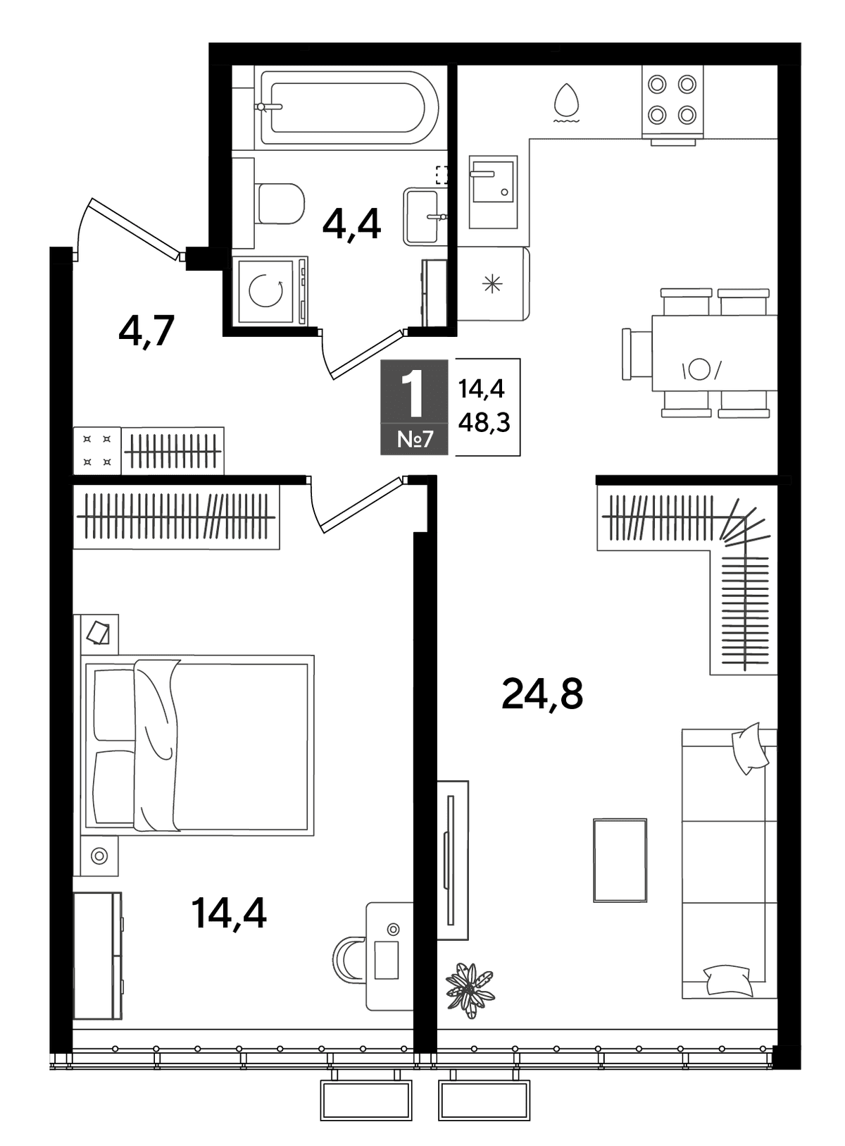 1-к, 48.3 м² · DОГМА ПАРК