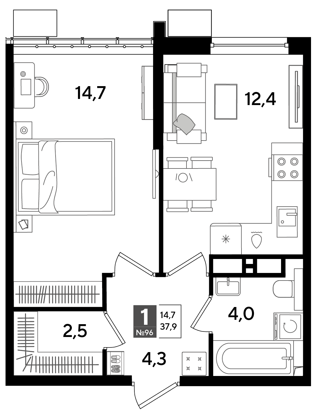 Студия, 21.5 м² · DОГМА ПАРК