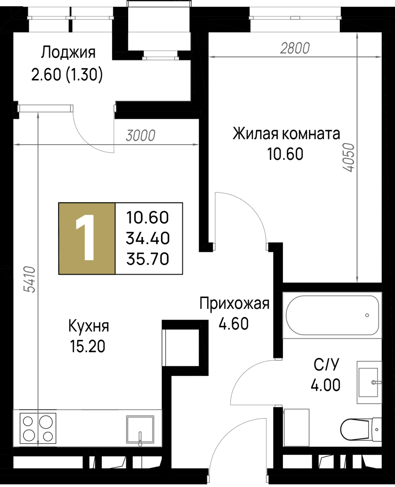 1-к, 35.7 м² · На Высоком берегу