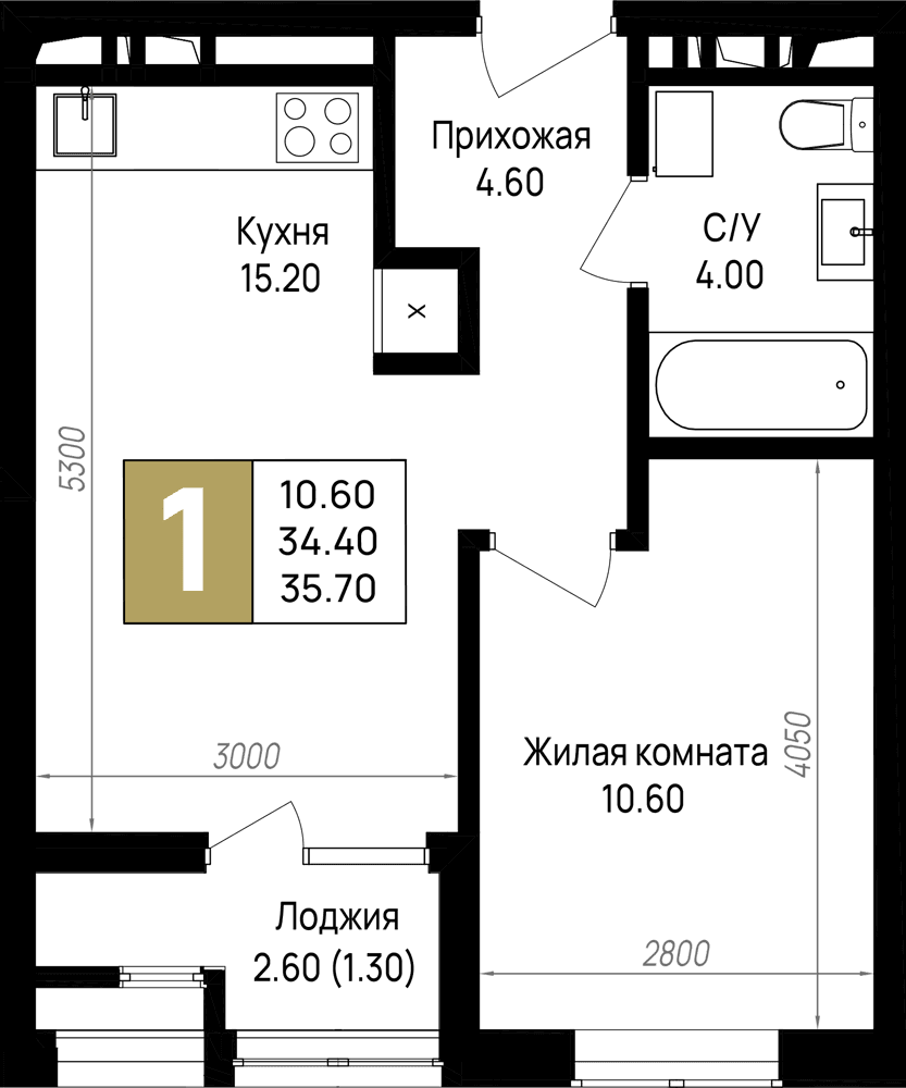 1-к, 35.7 м² · На Высоком берегу