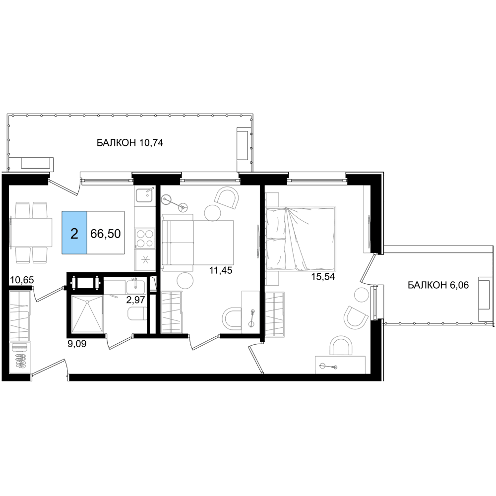 3-к, 66.5 м² · Корсаков