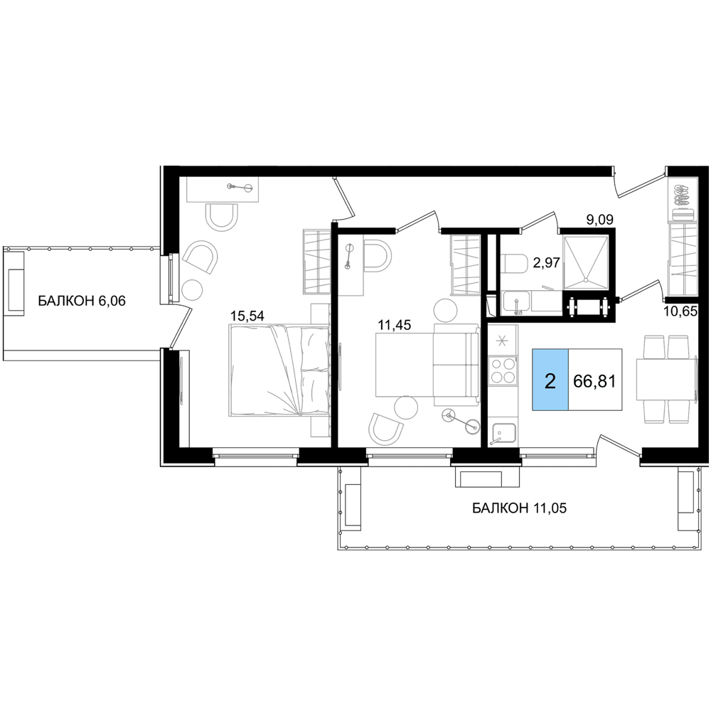 3-к, 66.81 м² · Корсаков