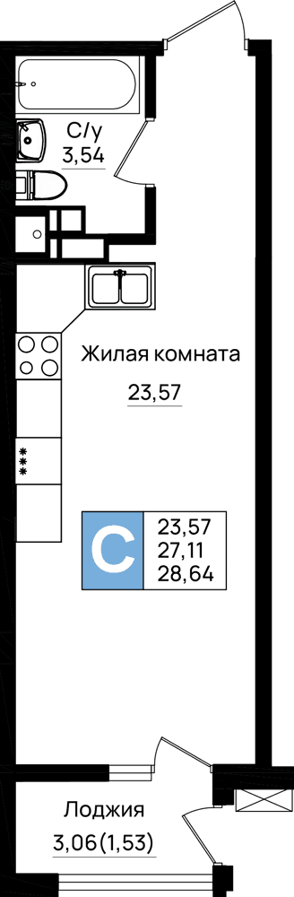 1-к, 46.77 м² · Резиденция морей