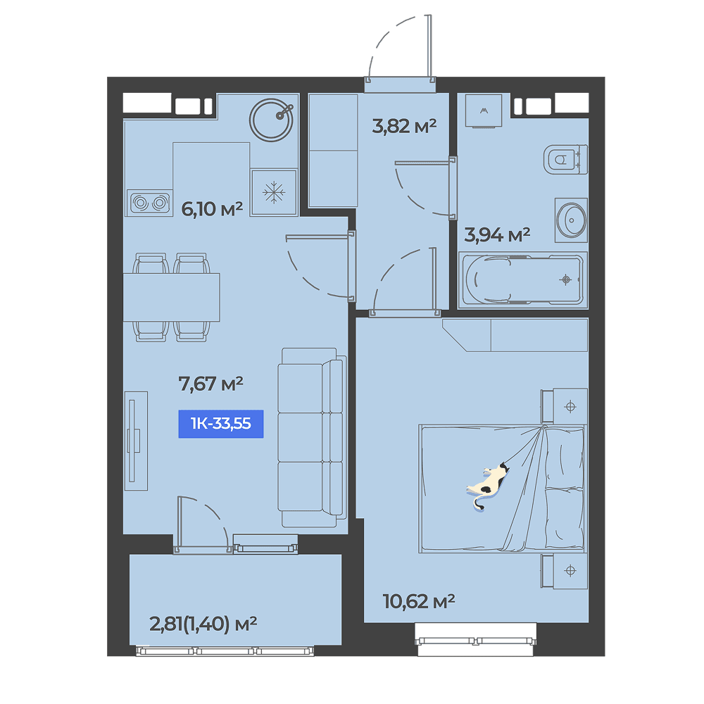 1-к, 33.55 м² · Соловей