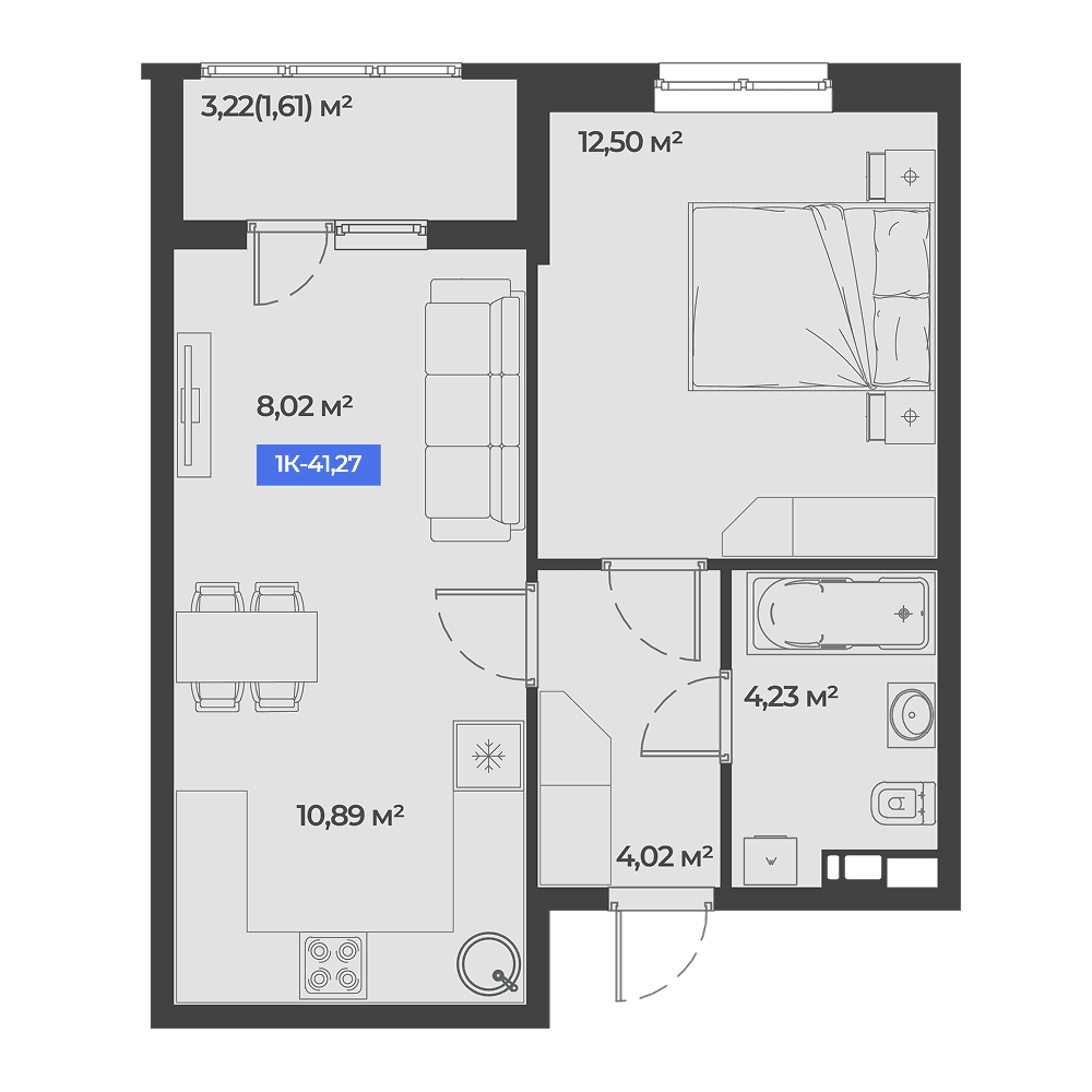 1-к, 41.27 м² · Соловей