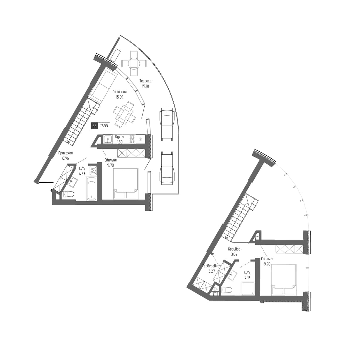 3-к, 76.99 м² · Крымская Резиденция
