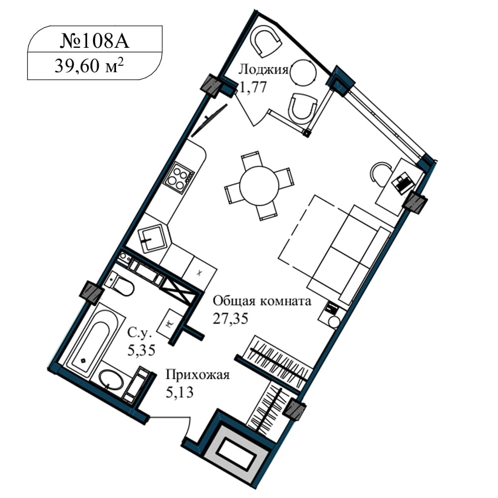 1-к, 41.1 м² · Апарт-комплекс «GARDEN»