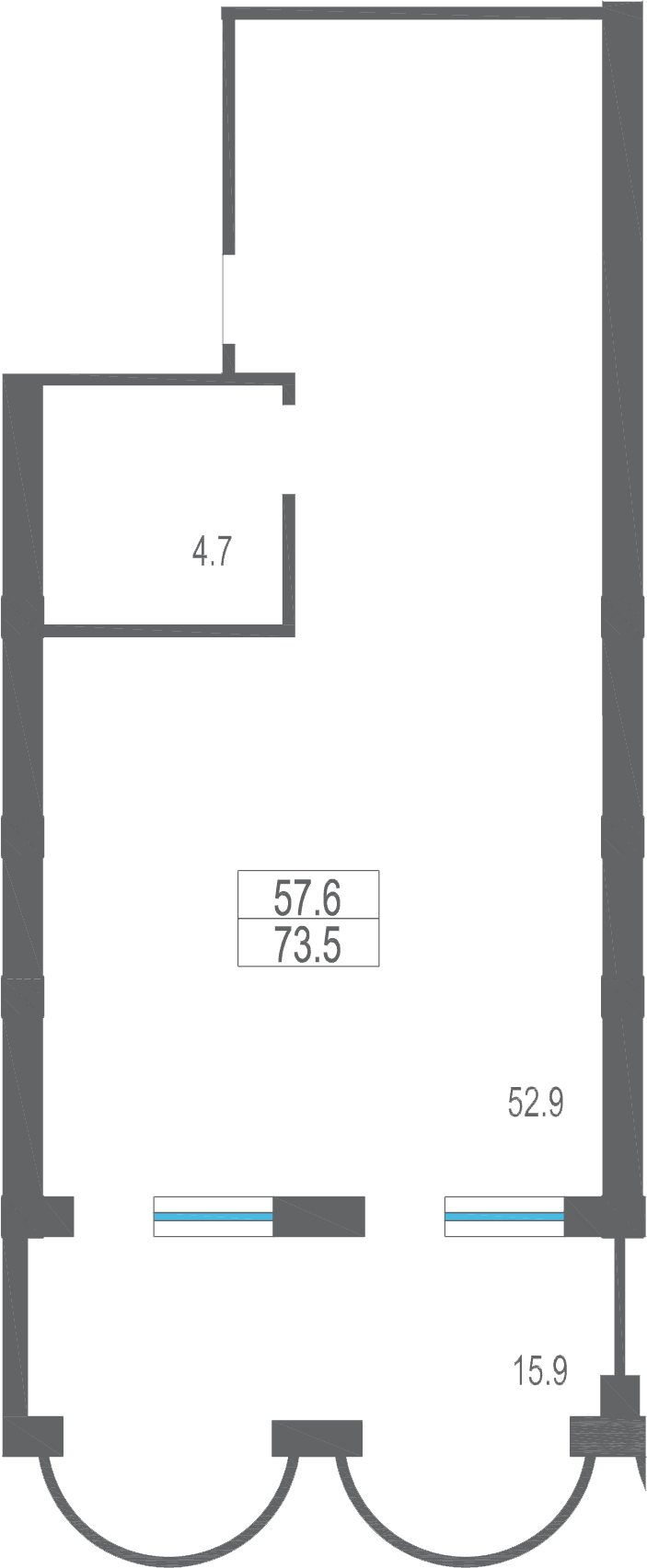Студия, 74.4 м² · Garden Palace