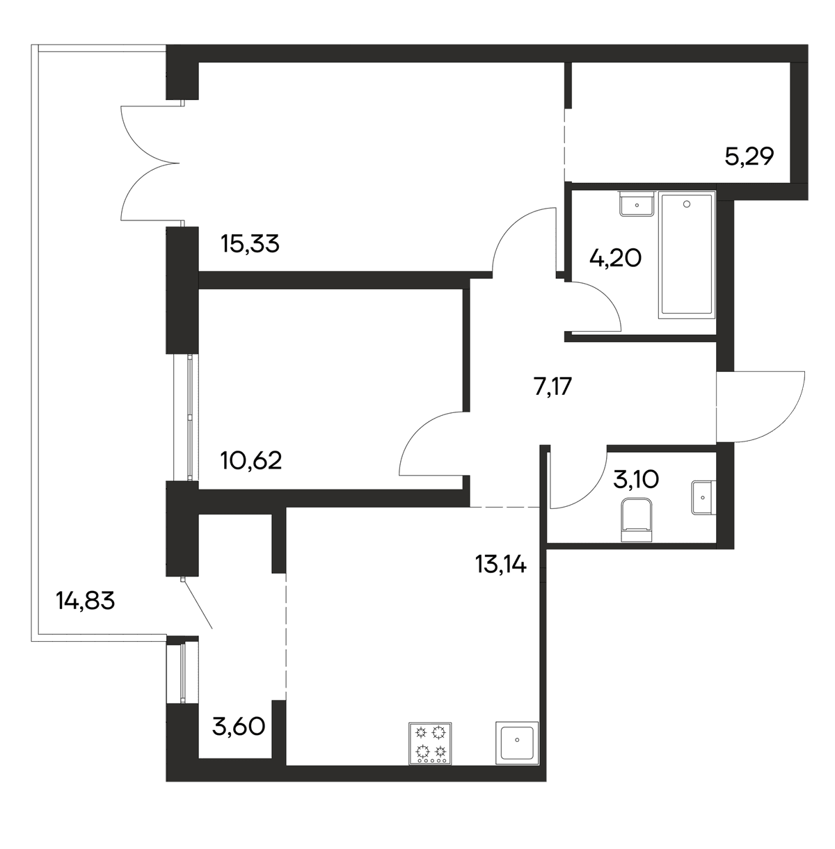 2-к, 77.28 м² · Ана-Юрт