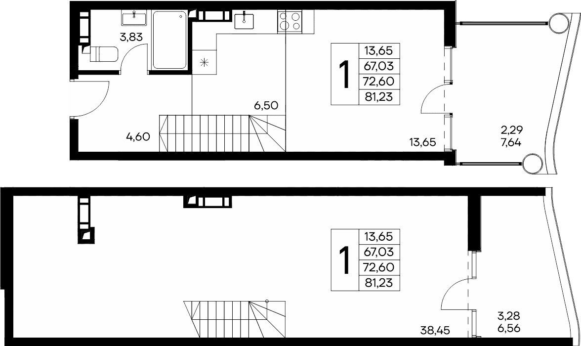 Студия, 81.23 м² · Розовое озеро