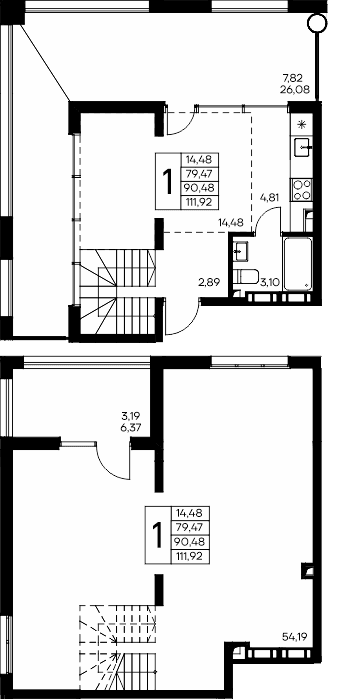 1-к, 111.92 м² · Розовое озеро