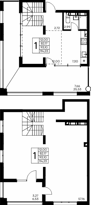 1-к, 114.23 м² · Розовое озеро