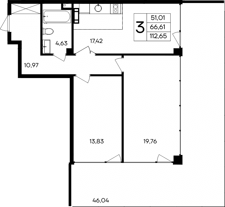 3-к, 112.65 м² · Ола-апарт