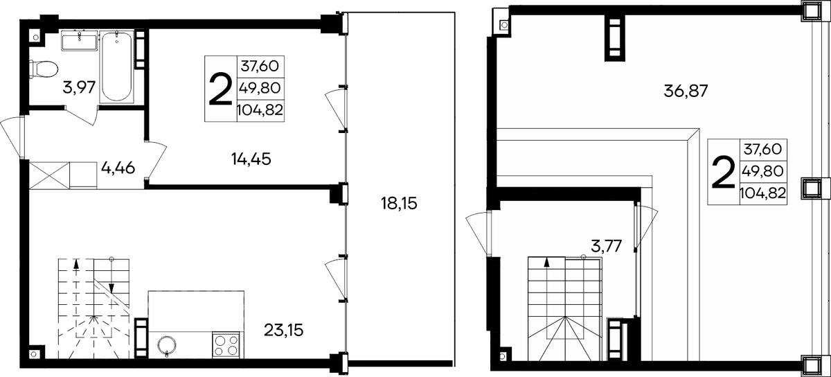 2-к, 104.82 м² · Ола-апарт