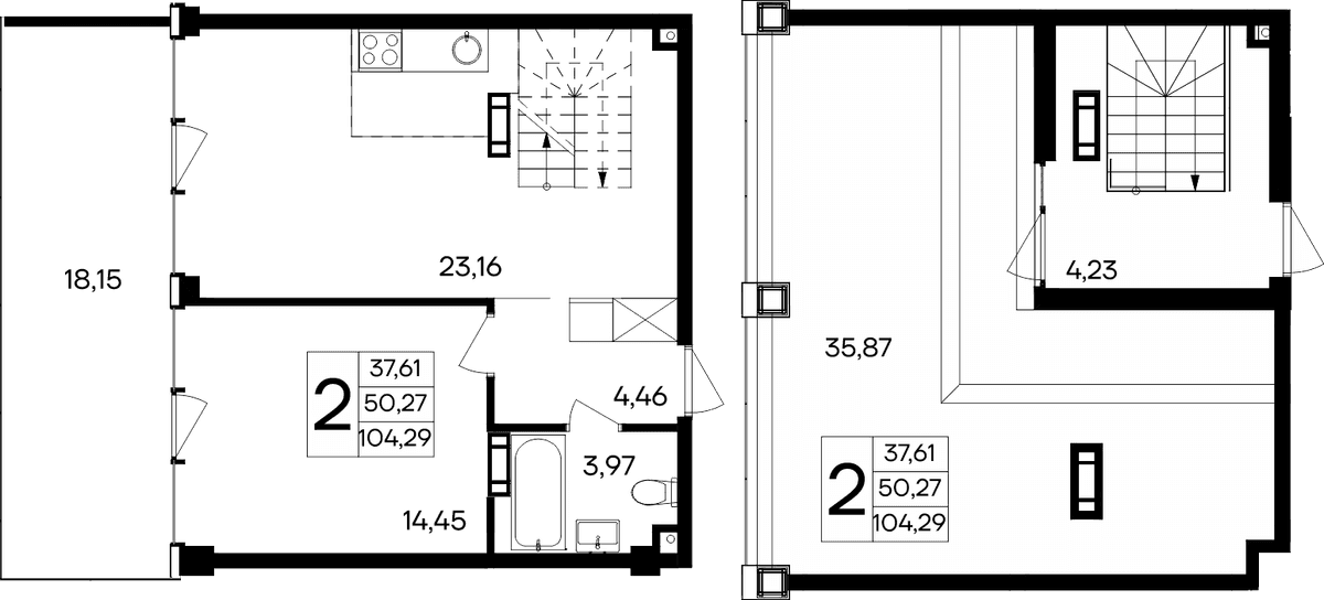 2-к, 104.29 м² · Ола-апарт