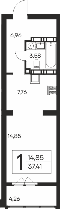 1-к, 37.41 м² · Ай-Петри