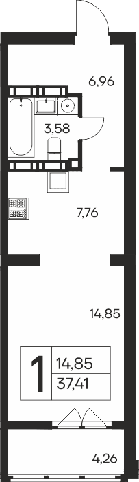 1-к, 37.41 м² · Ай-Петри